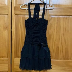 Black Ruching Halter Top Dress